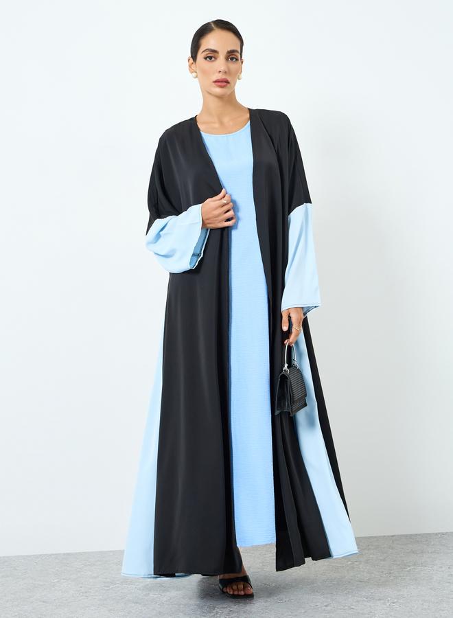 Take Two Women Color Block Contrast Long Sleeve Abaya - Image 1